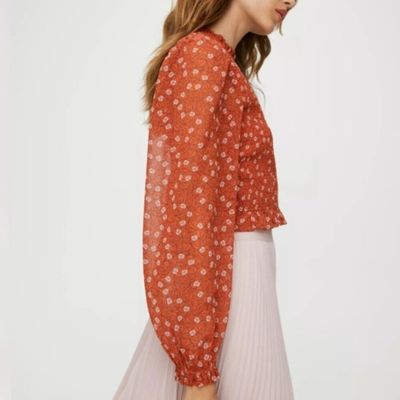 ARITZIA WILFRED Lilith Tempest Floral Roses Green Blouse Size Extra Small - Picture 7 of 9